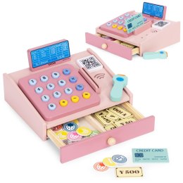 Drewniana kasa fiskalna dla dzieci skaner banknoty monety karta